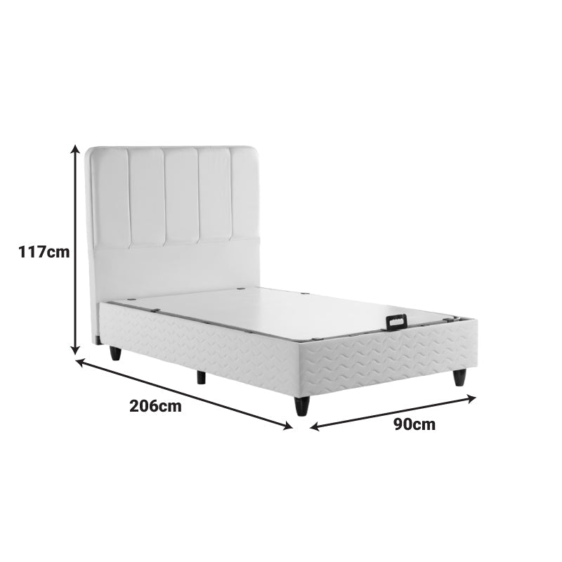 Pat single Lunda, Catifea, spatiu depozitare, 90x200 cm - Antracit