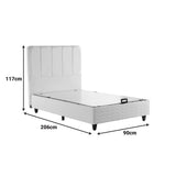 Pat single Lunda, Catifea, spatiu depozitare, 90x200 cm - Antracit