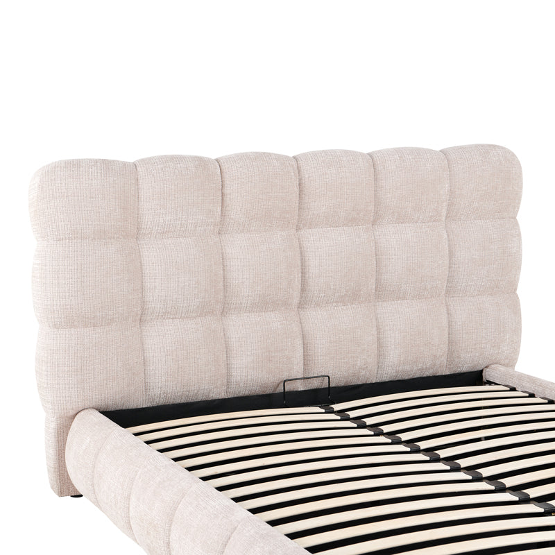 Pat dublu Abena, cu depozitare, bouclé, Diverse culori, 160x200 cm - Crem | SKU: 279-000028 | Pat dublu Abena, cu depozitare, bouclé, 160x200 cm, varianta Crem, produs pentru amenajarea locuinței, disponibil online în România la CasaMob