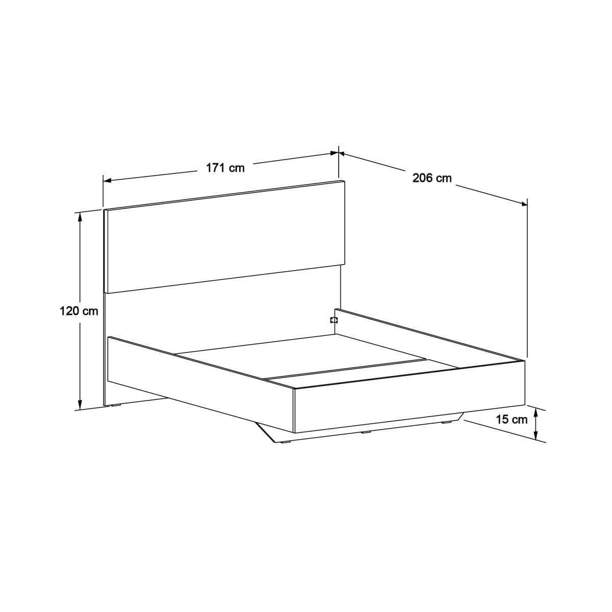 Pat dublu KRY-1616-DD-3 Home Collection® Oryana, 171x120x206 cm - Stejar | SKU: KRY-1716-FF-3