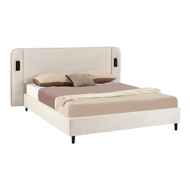 Pat dublu Fomo, Diverse culori, 160x200 cm - Bej - Gri | SKU: 279-000034 | Pat dublu Fomo, 160x200 cm, varianta Bej - Gri, produs pentru amenajarea locuinței, disponibil online în România la CasaMob