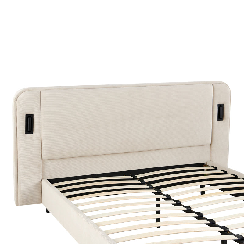 Pat dublu Fomo, Diverse culori, 160x200 cm - Bej - Gri | SKU: 279-000034 | Pat dublu Fomo, 160x200 cm, varianta Bej - Gri, produs pentru amenajarea locuinței, disponibil online în România la CasaMob
