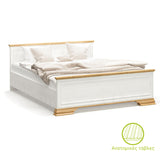 Pat dublu Jaden Stejar - Alb, 170x81x208 cm, Saltea, 160x200 cm