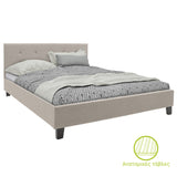 Pat dublu Mago din material, Bej - Gri, 150x200 cm - Pat dublu Mago din material, Bej - Gri, 150x200 cm - 006-000037
