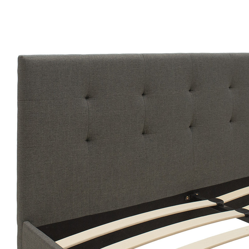 Pat dublu Mago din material, Bej - Gri, 150x200 cm - Gri