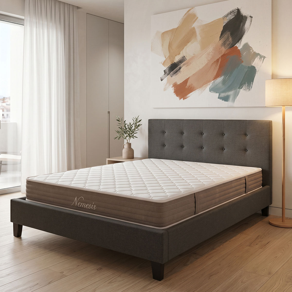 Antracit | SKU: 200-001752 | Pat dublu Mago-Nemesis, cu saltea, 150x200 cm, varianta Antracit, produs pentru amenajarea locuinței, disponibil online în România la CasaMob