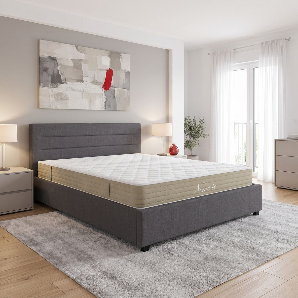 Antracit | SKU: 200-001790 | Pat dublu Molito-Nemesis, cu depozitare, cu saltea, Antracit, 160x200 cm, varianta Antracit, produs pentru amenajarea locuinței, disponibil online în România la CasaMob