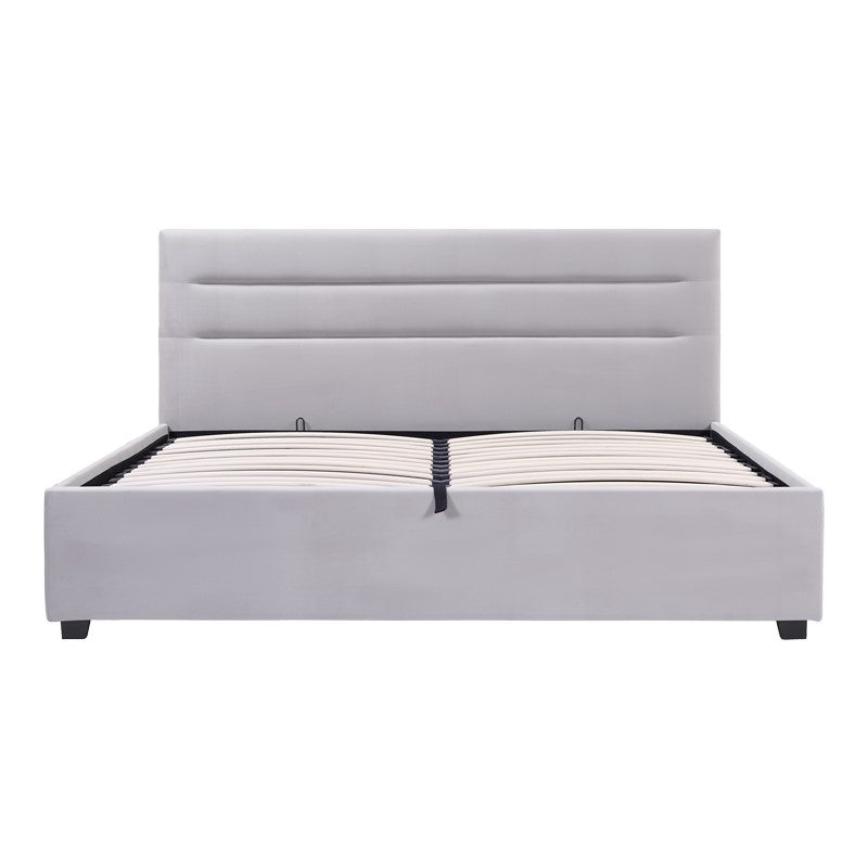 Gri | SKU: 200-001784 | Pat dublu Molito-Nemesis, cu depozitare, cu saltea, catifea, Gri, 160x200 cm, varianta Gri, produs pentru amenajarea locuinței, disponibil online în România la CasaMob