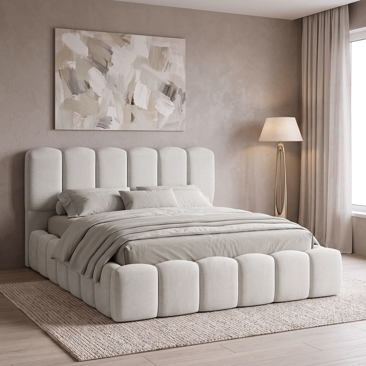 Pat dublu Narnia, cu depozitare, Diverse culori, 160x200 cm - Crem | SKU: 429-000003 | Pat dublu Narnia, cu depozitare, 160x200 cm, varianta Crem, produs pentru amenajarea locuinței, disponibil online în România la CasaMob