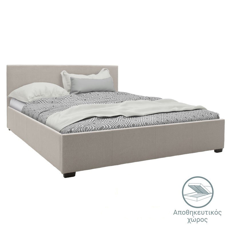Crem | SKU: 200-001765 | Pat dublu Norse-Resty, cu depozitare, cu saltea, 160x200 cm, varianta Crem, produs pentru amenajarea locuinței, disponibil online în România la CasaMob