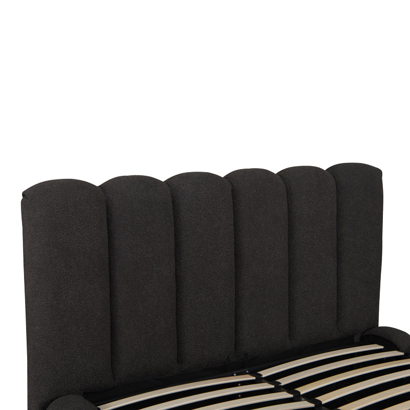 Pat dublu Nuvem din stofa boucle, cu spatiu de depozitare, Antracit - Bej, 160x200 cm - Antracit