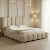 Pat dublu Nuvem din stofa boucle, cu spatiu de depozitare, Antracit - Bej, 160x200 cm - Pat dublu Nuvem din stofa boucle, cu spatiu de depozitare, Antracit - Bej, 160x200 cm - 234-000027