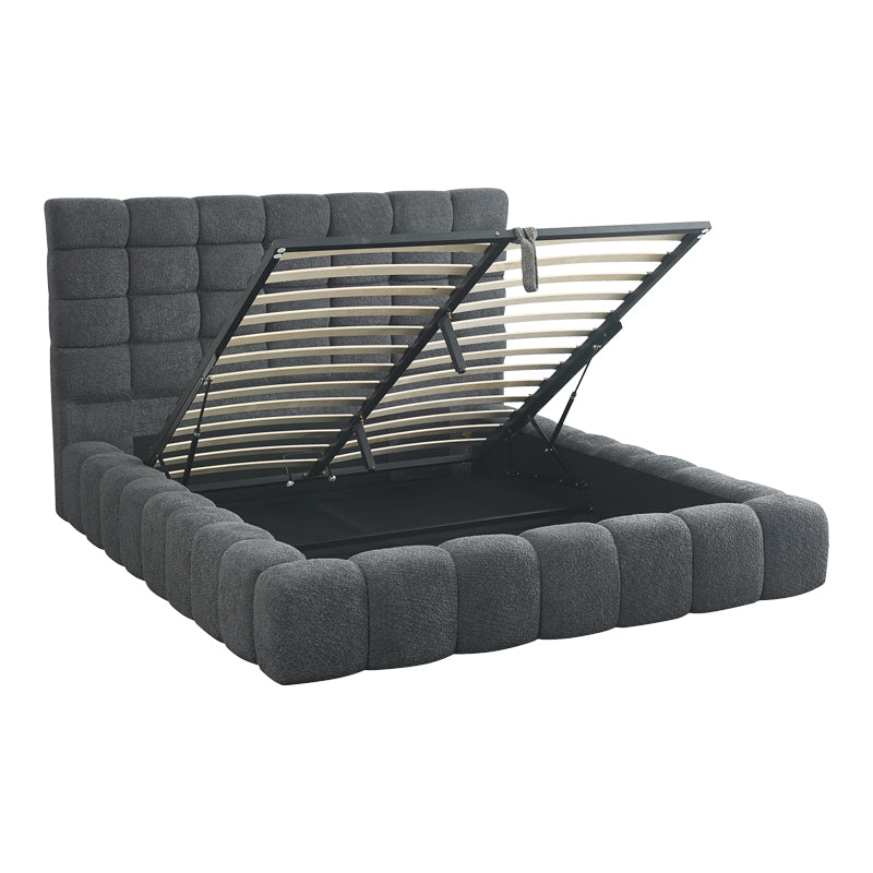 Pat dublu Pernant, cu depozitare, bouclé, Diverse culori, 160x200 cm - Antracit | SKU: 429-000004 | Pat dublu Pernant, cu depozitare, bouclé, 160x200 cm, varianta Antracit, produs pentru amenajarea locuinței, disponibil online în România la CasaMob