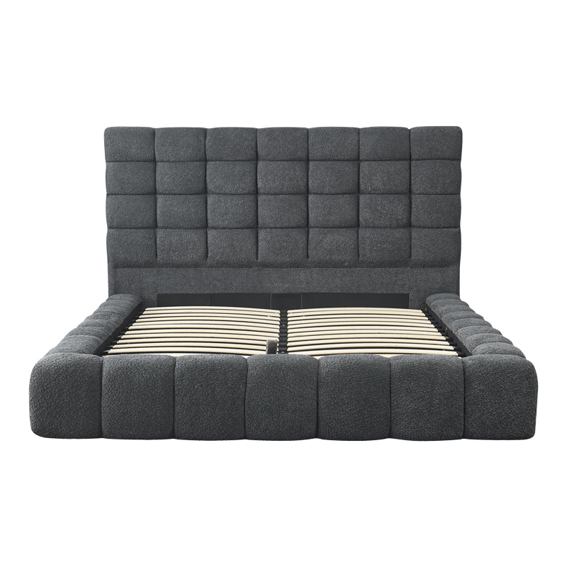Pat dublu Pernant, cu depozitare, bouclé, Diverse culori, 160x200 cm - Antracit | SKU: 429-000004 | Pat dublu Pernant, cu depozitare, bouclé, 160x200 cm, varianta Antracit, produs pentru amenajarea locuinței, disponibil online în România la CasaMob