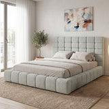 Pat dublu Pernant, cu depozitare, bouclé, Diverse culori, 160x200 cm - Gri deschis | SKU: 429-000005 | Pat dublu Pernant, cu depozitare, bouclé, 160x200 cm, varianta Gri deschis, produs pentru amenajarea locuinței, disponibil online în România la CasaMob