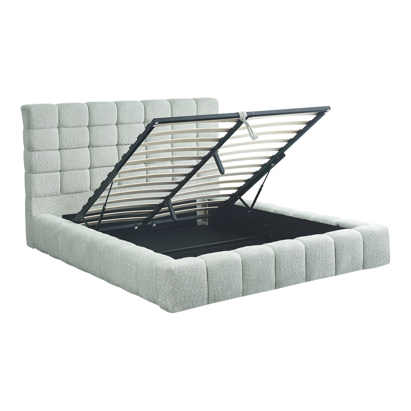 Pat dublu Pernant, cu depozitare, bouclé, Diverse culori, 160x200 cm - Gri deschis | SKU: 429-000005 | Pat dublu Pernant, cu depozitare, bouclé, 160x200 cm, varianta Gri deschis, produs pentru amenajarea locuinței, disponibil online în România la CasaMob