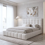 Pat dublu Pernant, cu depozitare, bouclé, Diverse culori, 160x200 cm - Crem | SKU: 429-000006 | Pat dublu Pernant, cu depozitare, bouclé, 160x200 cm, varianta Crem, produs pentru amenajarea locuinței, disponibil online în România la CasaMob