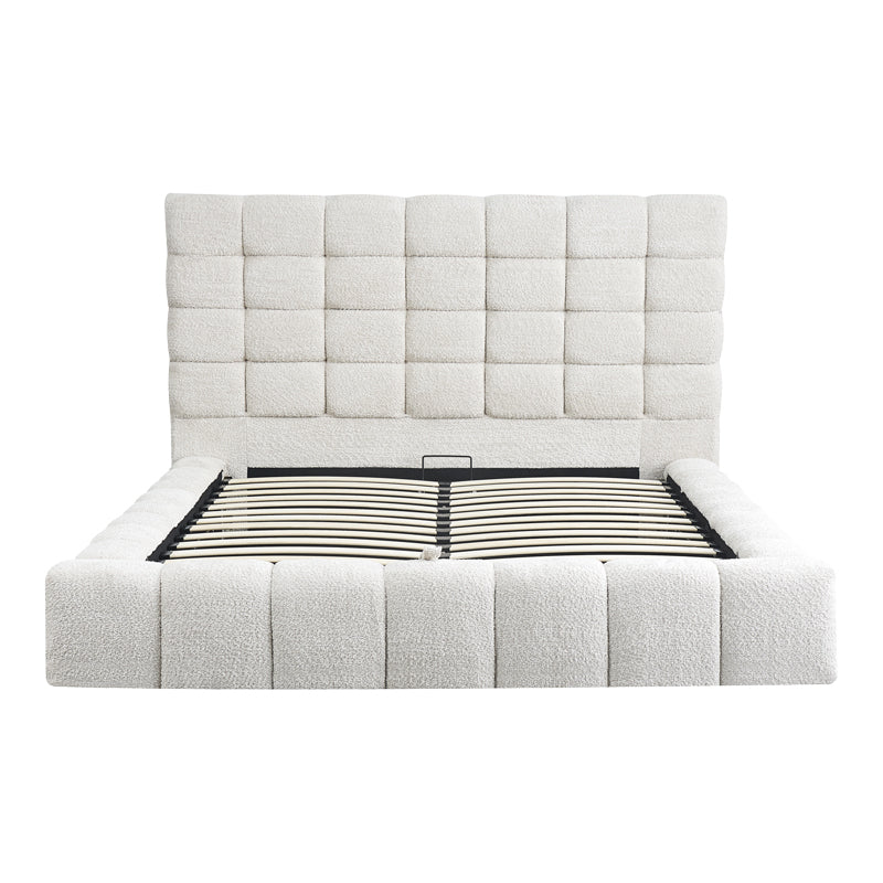 Pat dublu Pernant, cu depozitare, bouclé, Diverse culori, 160x200 cm - Crem | SKU: 429-000006 | Pat dublu Pernant, cu depozitare, bouclé, 160x200 cm, varianta Crem, produs pentru amenajarea locuinței, disponibil online în România la CasaMob