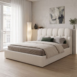 Pat dublu Sectra, cu depozitare, bouclé, Diverse culori, 160x200 cm - Crem | SKU: 429-000007 | Pat dublu Sectra, cu depozitare, bouclé, 160x200 cm, varianta Crem, produs pentru amenajarea locuinței, disponibil online în România la CasaMob