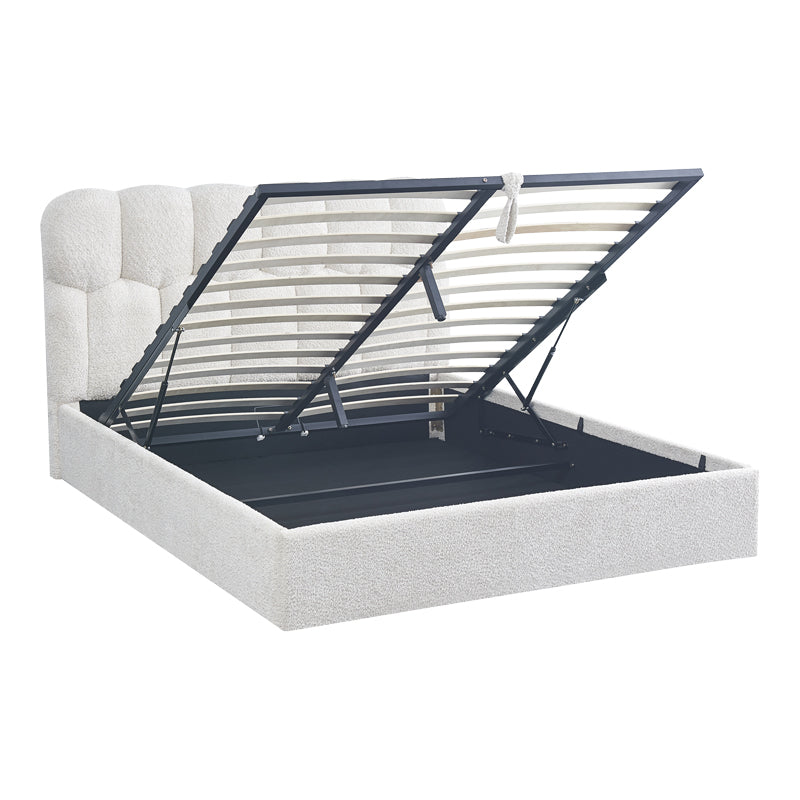 Pat dublu Sectra, cu depozitare, bouclé, Diverse culori, 160x200 cm - Crem | SKU: 429-000007 | Pat dublu Sectra, cu depozitare, bouclé, 160x200 cm, varianta Crem, produs pentru amenajarea locuinței, disponibil online în România la CasaMob