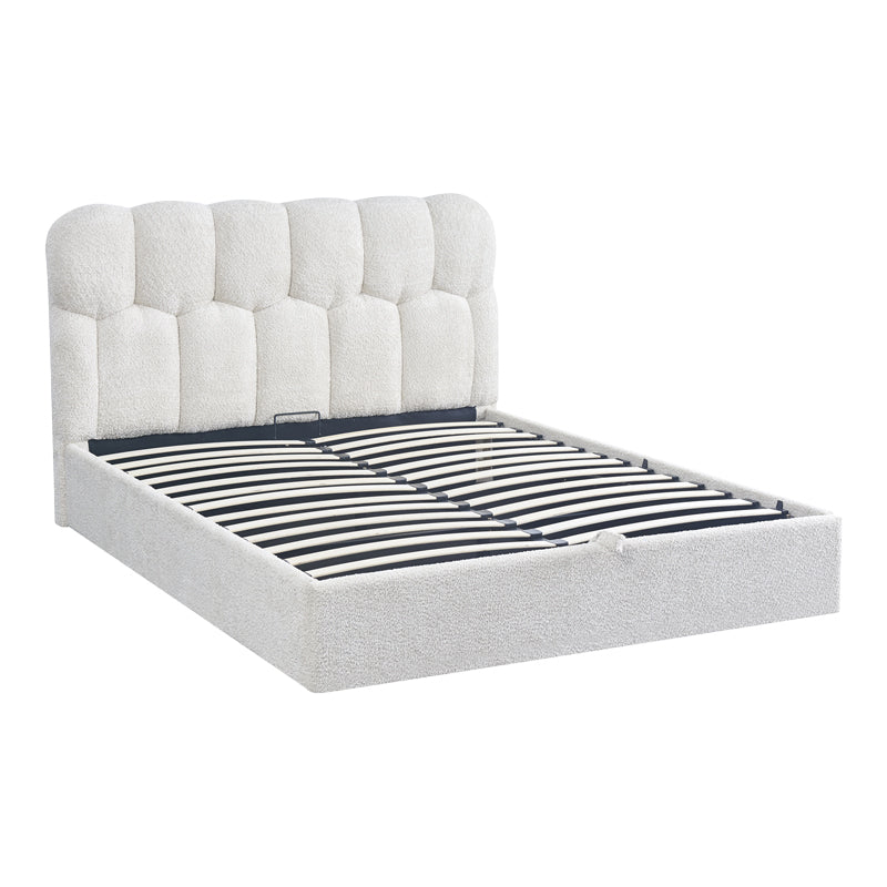 Pat dublu Sectra, cu depozitare, bouclé, Diverse culori, 160x200 cm - Crem | SKU: 429-000007 | Pat dublu Sectra, cu depozitare, bouclé, 160x200 cm, varianta Crem, produs pentru amenajarea locuinței, disponibil online în România la CasaMob