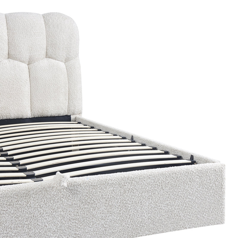 Pat dublu Sectra, cu depozitare, bouclé, Diverse culori, 160x200 cm - Crem | SKU: 429-000007 | Pat dublu Sectra, cu depozitare, bouclé, 160x200 cm, varianta Crem, produs pentru amenajarea locuinței, disponibil online în România la CasaMob