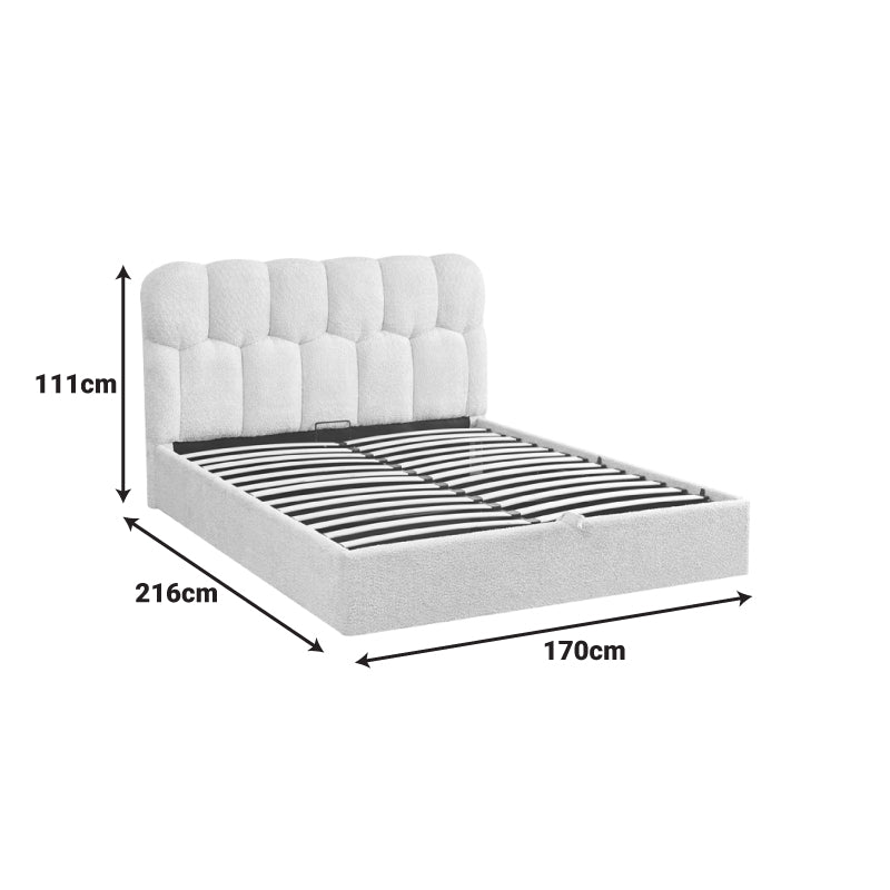Pat dublu Sectra, cu depozitare, bouclé, Diverse culori, 160x200 cm - Crem | SKU: 429-000007 | Pat dublu Sectra, cu depozitare, bouclé, 160x200 cm, varianta Crem, produs pentru amenajarea locuinței, disponibil online în România la CasaMob