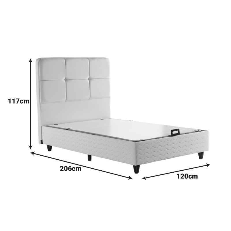 Pat dublu Semi-Double bed Punto, Crem, 120x200 cm