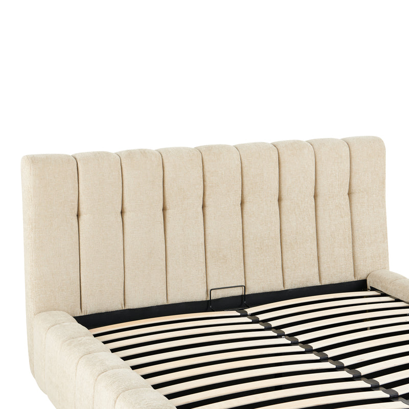 Pat dublu Vilou, cu depozitare, Diverse culori, 160x200 cm - Crem | SKU: 279-000026 | Pat dublu Vilou, cu depozitare, 160x200 cm, varianta Crem, produs pentru amenajarea locuinței, disponibil online în România la CasaMob
