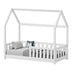 Pat pentru copii Bambie cu balustrada tip Montessori din lemn de pin, alba, 70x140 cm