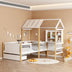 Pat pentru copii cu functie Montessori Bedria, Stil Montessori, Lemn, alb-Natural, 190x90 cm