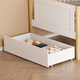 Pat pentru copii cu functie Montessori Bedria, Stil Montessori, Lemn, alb-Natural, 190x90 cm