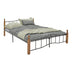 Pat queen size Faryn nuc lemn-negru metal, 150x190 cm