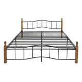 Pat queen size Faryn nuc lemn-negru metal, 150x190 cm