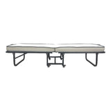 Pat supraetajat cu saltea de 10cm Kamu, Negru, metal, 75x190 cm