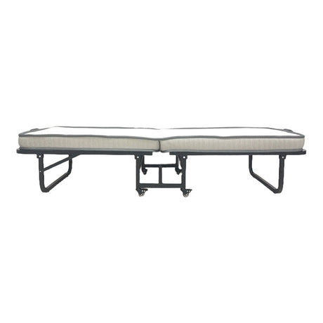 Pat supraetajat cu saltea de 10cm Kamu, Negru, metal, 75x190 cm