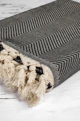 Patura Chenille, Alb Negru, 170x230 cm