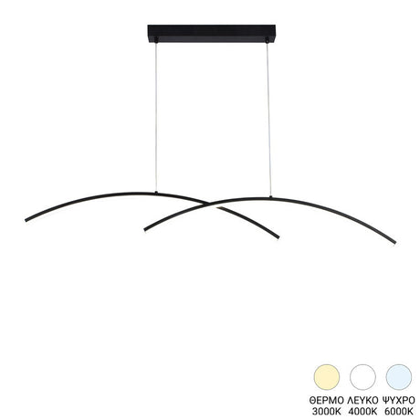 Plafoniera cu 2 lumini LED Frenzie, metal, Negru, 70x10 cm