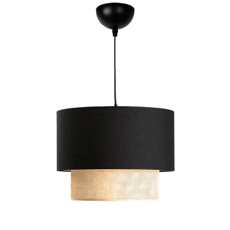 Plafoniera Fersa, textil si ratan, D30x20 cm