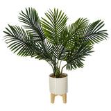 Planta artificiala ghiveci Verde 4, Alb/Verde, 83x75x65 cm