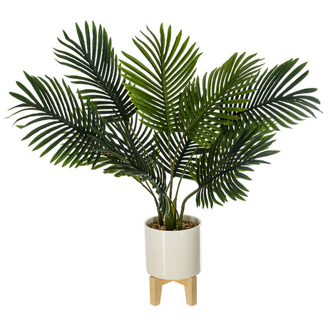 Planta artificiala ghiveci Verde 4, Alb/Verde, 83x75x65 cm