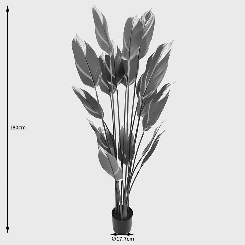 Plantă decorativă în ghiveci cu noroc Lucky, Sintetic, Verde, 80x180 cm, detaliu produs
