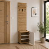 Cuier cu pantofar PRT-813-FV-1 Home Collection® Porto, 1 ușă și 3 agățători, Stejar-Bej, 51x210x34 cm