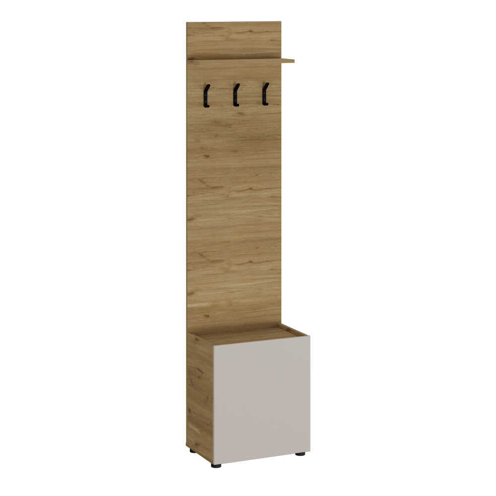 Cuier cu pantofar PRT-813-FV-1 Home Collection® Porto, 1 ușă și 3 agățători, Stejar-Bej, 51x210x34 cm