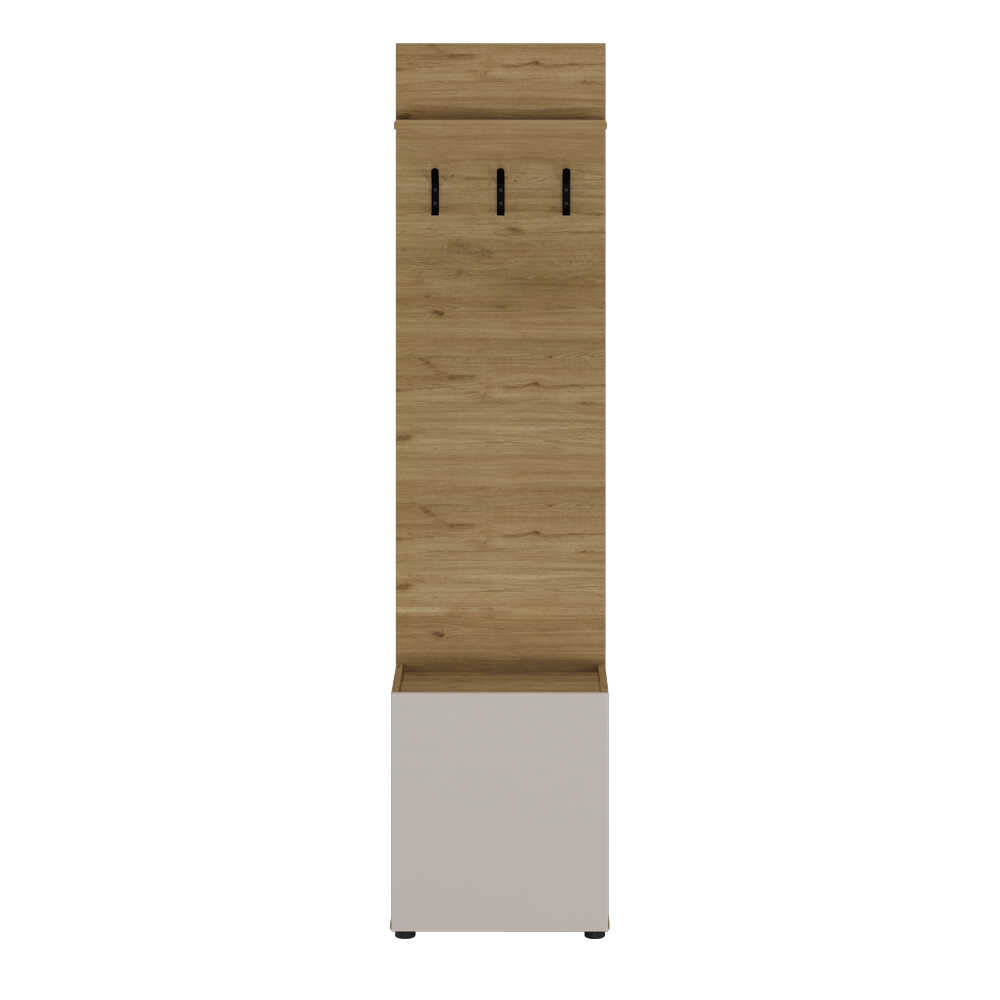 Cuier cu pantofar PRT-813-FV-1 Home Collection® Porto, 1 ușă și 3 agățători, Stejar-Bej, 51x210x34 cm