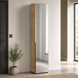 Pantofar cu oglindă PRT-819-FV-2 Home Collection® Porto, 1 ușă și 10 compartimente, Stejar-Bej, 47x210x34 cm