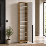 Pantofar cu oglindă PRT-819-FV-2 Home Collection® Porto, 1 ușă și 10 compartimente, Stejar-Bej, 47x210x34 cm