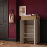 Pantofar PRT-821-FV-1 Home Collection® Porto, 2 uși, 1 sertar și 5 rafturi, Stejar-Bej, 72x111x34 cm