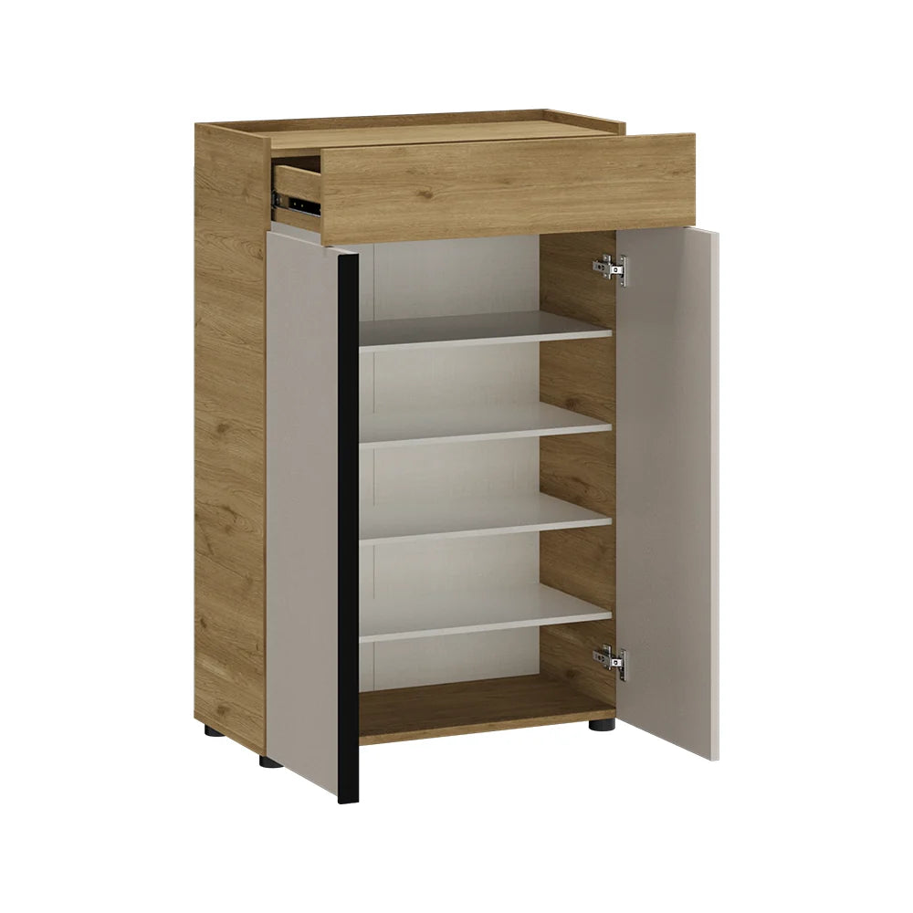 Pantofar PRT-821-FV-1 Home Collection® Porto, 2 uși, 1 sertar și 5 rafturi, Stejar-Bej, 72x111x34 cm