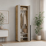 Cuier cu pantofar PRT-825-FV-2 Home Collection® Porto, 5 agățători și 4 rafturi, Stejar-Bej, 72x210x34 cm